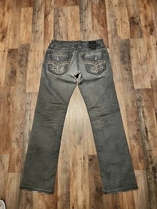 Pantalones de mezclilla Rock Revival para hombre 31x34 Penn Straight sotress grises reparados - Imagen 1 de 23