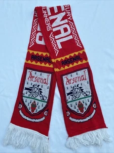 Vintage Arsenal Football Scarf Highbury 90s Old Crest 1990s Red White - Picture 1 of 5