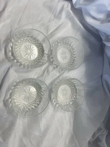 Vintage Arcoroc Diamant France 4 pc Salad Bowl Serving Set Clear Glass Starburst - Picture 1 of 3