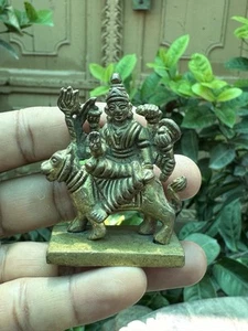 Ancinet Old Brass Hand Carved Hindu Goddess Durga Sculpture - Picture 1 of 4