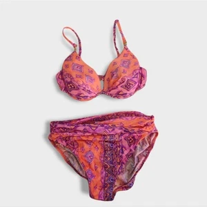 Tara Grinna USA Pink Coral Neon Swimsuit Bikini Set 36 Top & Medium Bottom - Picture 1 of 8