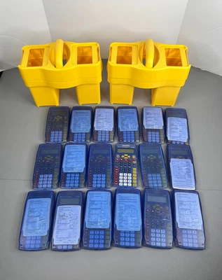 Lot Of 18 Texas Instruments TI-15 Calculators With Carrying Case Caddy Tested - Image 1 of 4