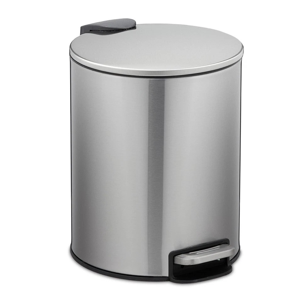 Relaxdays Kosmetikeimer 5L Edelstahl leise Softclose Anti-Fingerabdruck