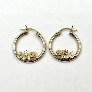 Pendientes de aro de ángel querubín de 7/8 pulgadas tubo hueco de 2,5 mm de oro amarillo de 14 k (1802096-1) - Imagen 1 de 9