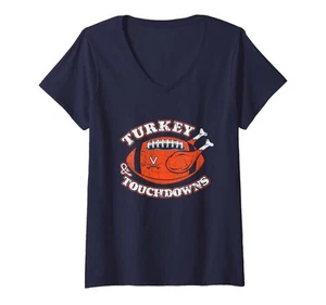 Camiseta para mujer Virginia Cavaliers fútbol Acción de Gracias pavo touchdowns cuello en V - Imagen 1 de 1
