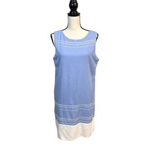 C. Luce Periwinkle Blue and White Sleeveless Embroidered Dress Size Large - Picture 1 of 8