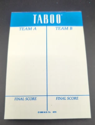 Vintage 1989 TABOO REPLACMENT PAD ONLY Milton Bradley Score Sheet - Image 1 of 4