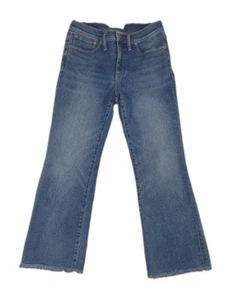Madewell Jeans Women’s 29 Cali Demi Boot Stretch Blue Denim Raw Hem - Picture 1 of 15