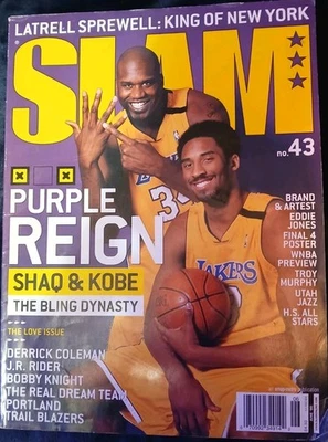2000 June SLAM Magazine Shaquille O’Neal Kobe Bryant Purple Reign w/Posters🏀LA - Image 1 of 3
