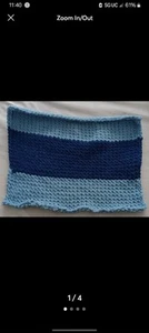 Handmade Baby Blanket Blue With Dark Blue Stripe - Picture 1 of 4