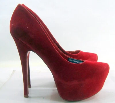Zapatos sin cordones rojos de 6" con plataforma de 2" con tacón de aguja punta redonda para mujer talla 9 Foto 1 de 4