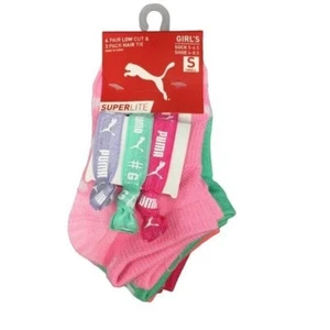 puma Girl's Low Cut Socks With Ponytail Holders 5 Pairs Size 4-8.5 - Picture 1 of 4