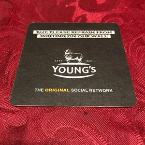 YOUNGS - LIKE SHARE BUT PLEASE REFRAIN FROM WRITING ON OUR WALL - BEER MAT - T92 - Picture 1 of 2