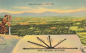 Postcard Rock City Gardens Lookout Mountain Georgia GA UNP Linen - Picture 1 of 2