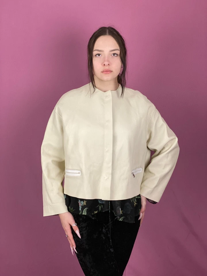 Neil Barrett Women’s Leather Jacket - Small White Leather - Image 1 of 4