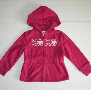 Gymboree Merry & Bright XOXO Microfleece Hoodie Top in Pink Fusha size XS 3-4 - Picture 1 of 2