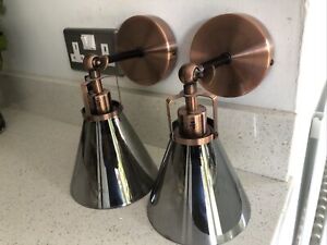 Matching Pair stylish DAFYD wall Light Lamps Vintage Industrial Brushed Copper