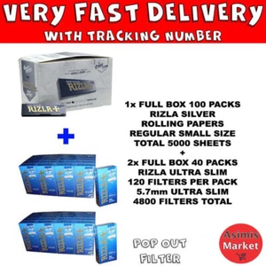 Rizla Silver Rolling Papers Small 1x Box+Rizla Ultra Slim 5.7mm Filters 2x box - Picture 1 of 3