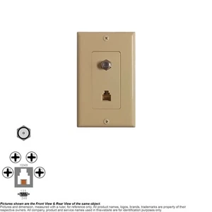 Network Wiring Wall Plate Cable TV Internet Phone Coax F81 F RJ11 Decora 4885 - Afbeelding 1 van 3