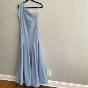 Woman’s One Shoulder Neckline Floor Length Gown Baby Blue Custom Made Size 2 - Picture 1 of 12