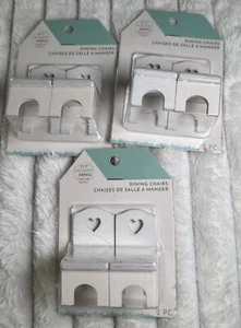 6 MODERN MINI DOLLHOUSE 2.5"X1.25" Miniature CHAIR White Heart Cut Out NIP - Picture 1 of 6