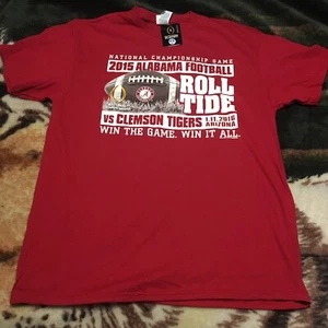 Alabama Crimson Tide Clemson 2015 National Championship Red Shirt Mens Size L - Picture 1 of 4