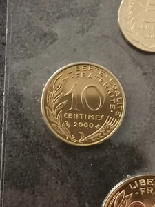 10 CENTIMES MARIANNE 2000 BU UNC ISSUE DU COFFRET / FRANCE - Picture 1 of 3