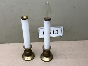 Vintage Battery Operated Candle Lights Gold Base Window Candles Lot of 2 - Picture 1 of 9