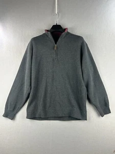 Orvis Mens Sweater Sweatshirt Size Large Pullover Gray 100% Cotton 1/4 Zip - Picture 1 of 9
