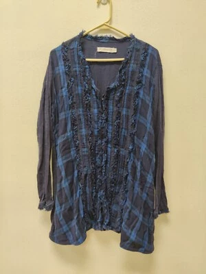 Top Artisan De Luxe Azul Abotonado Talla Pequeña Apilamiento Menor * Foto 1 de 4