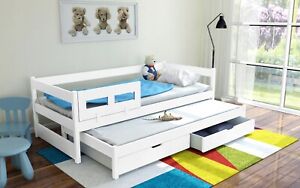 Kids Toddler trundle bed with drawers TOMA real wood & MDF FREE mattresses 