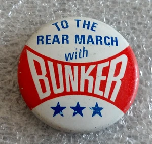 Vtg Archie Bunker Rear March Faux For President TV Show Button Pin New NOS 1972 - Picture 1 of 3
