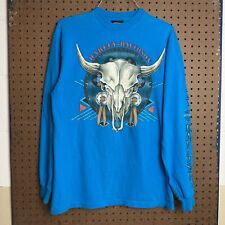 Vintage Harley Davidson T-shirt Medium Mens 1987 80s Long Sleeve Blue Skull USA