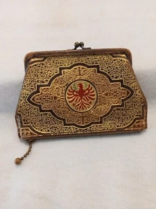 Vintage GERMAN Embossed Leather Double Ended Coin Purse ~Gesetzl Geschutzt ~ EUC - Picture 1 of 12