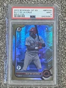 2022 Bowman FIRST Edition Elly De La Cruz 1st True Gold Foil #/50 PSA Mint 9 RC - Picture 1 of 13