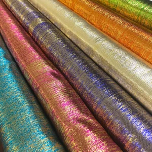 Metallic Two-Tone Foil Brocade Fabric 56" Wide 100% Polyester Sold By The Yard - Picture 1 of 19