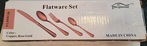 Berglander 20 Piece Rose Gold Copper Stainless Steel Flatware Set For 4,new - Picture 1 of 13