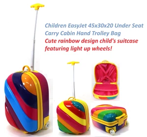 Children Hard Shell Suitcase Luggage Cabin Trolley Case Under Seat 45x30x20 Bag - Picture 1 of 27