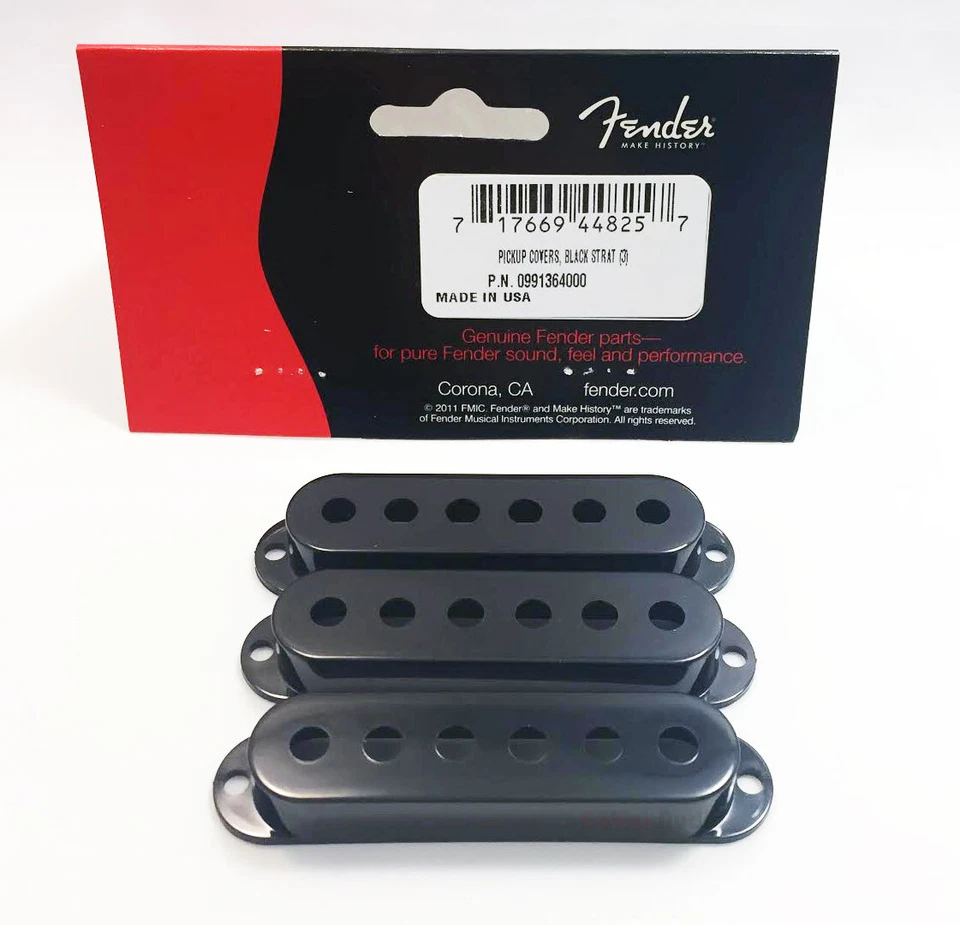 Fundas para pastillas Fender Strat/Stratocaster negras genuinas - Juego de 3 Foto 1 de 1