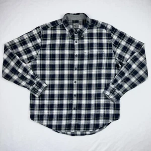 Eddie Bauer Large Blue Green Plaid Flannel Button Down Collar Shirt - Picture 1 of 9
