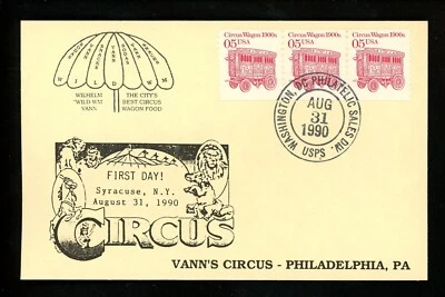 US FDC #2452 Vann's Circus / LGS Card 1990 DC Philatelic Wagon 1st Unofficial - Image 1 of 2