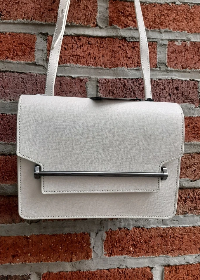 NWT Botkier NYC LENNOX Box Textured Leather Crossbody Dove White Gray Tag $248 - Image 1 of 4