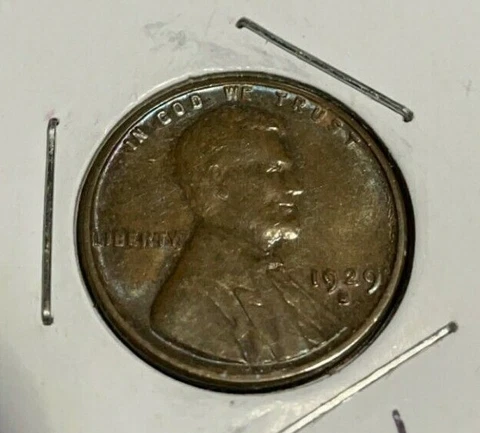 1929-S/S Lincoln Wheat Cent Error Penny (AU) Toned - Old U.S. Coins Cover