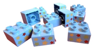 Lego Duplo 10 Stück Motivstein Sterne hellblau (medium blue) 2x2 Stein 3437pb043 - Bild 1 von 3