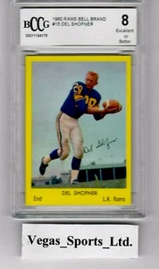 DEL SHOFNER 1960 BELL BRAND L A RAMS #15 BECKETT GRADED 8 (BCCG) DEAD CENTERED - Picture 1 of 2