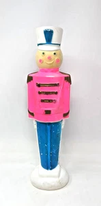 Vintage 1969 Blow mold Soldier RARE pink fast shipping 14 inch Christmas - Picture 1 of 4