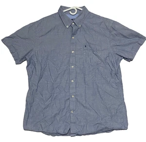 IZOD Camicia Uomo XL Blu Bottoni Relaxed Classici Chambray Manica Corta - Foto 1 di 7