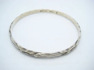 Kirk & Son Sterling Silver 4.8mm Leaf Design Bangle Cuff Bracelet - Picture 1 of 4