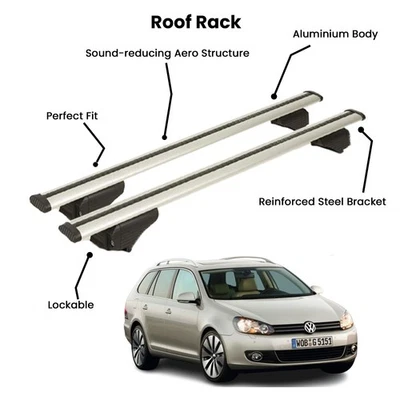 2 Pcs Silver Cross Bars for  VOLKSWAGEN GOLF SW 2009-2013 - Image 1 of 4