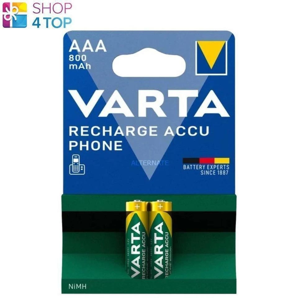 2 Varta Recharge Accu Téléphone AAA Batteries LR03 800mAh NiMH 2BL HR03 1.2V NEU - Photo 1/1